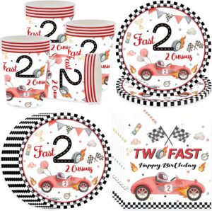Kit vaisselle anniversaire Cars voiture de course rouge pour 16 invités