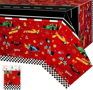 Nappe anniversaire voiture de course rouge Piste Course 137 X 274cm