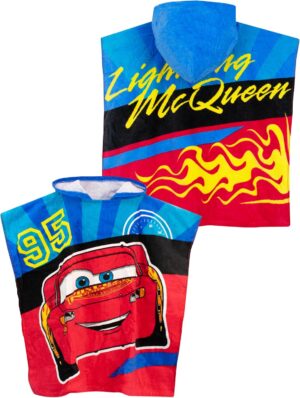 Poncho-serviette Disney Cars rouge à capuche Lightning McQueen 95