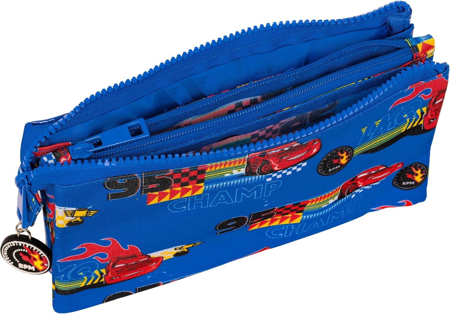 Trousse triple Cars Race Ready en polyester bleu électrique – Image 3