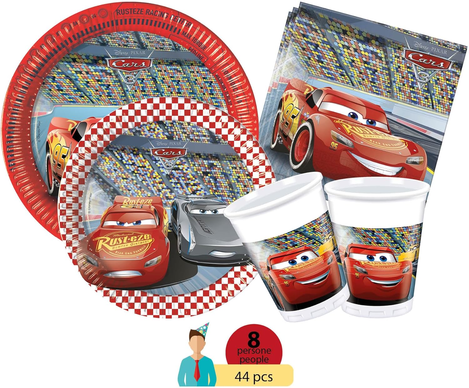 Kit de table rouge Disney Cars 3 pour 8 personnes – Image 2