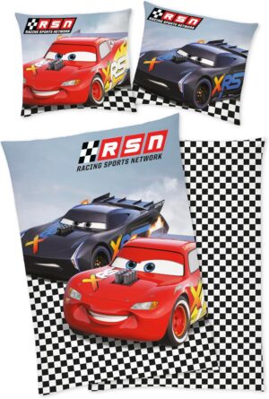 Parure Disney Cars Lightning McQueen et Jackson Storm, 100 % coton, 80 x 80 cm et 135 x 200 cm