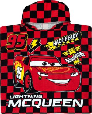 Poncho de bain à capuche Disney Cars rouge Lightning McQueen taille unique