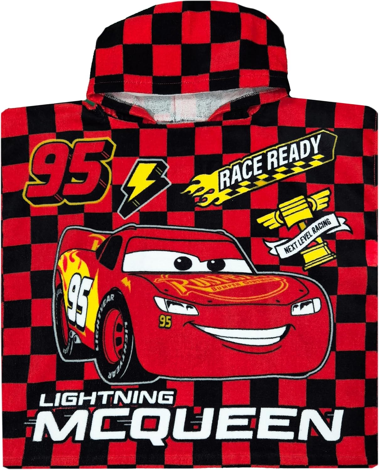 Poncho de bain à capuche Disney Cars rouge Lightning McQueen taille unique