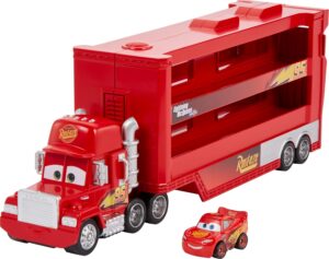 Camion Mack Disney Pixar Cars avec Flash McQueen et rangement 18 mini-véhicules