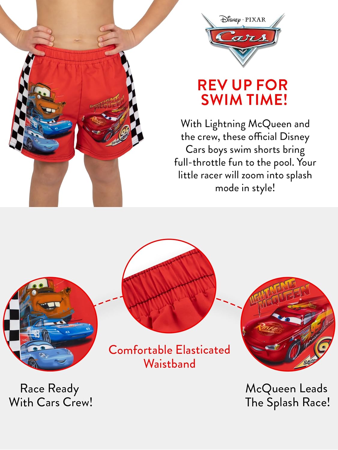 Short de bain garçon Cars Disney avec Lightning McQueen – Image 5
