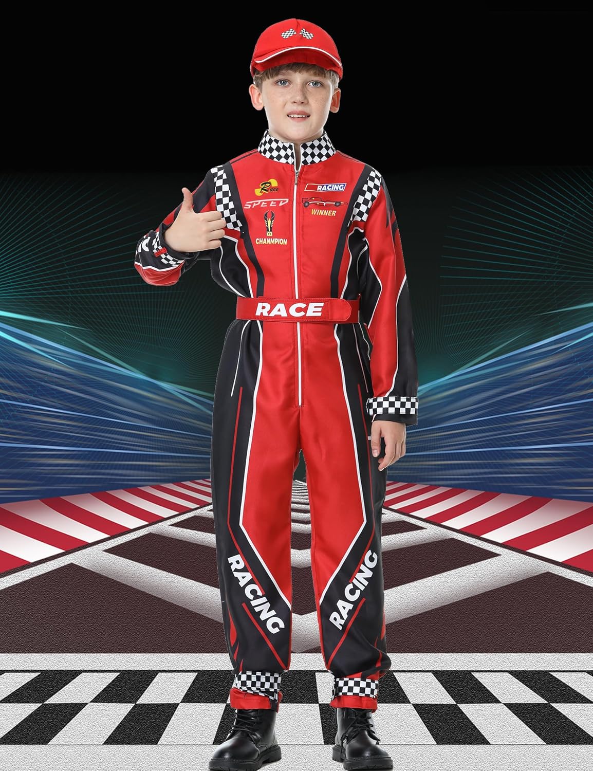 Déguisement Cars de pilote de course avec casquette enfant – Image 7