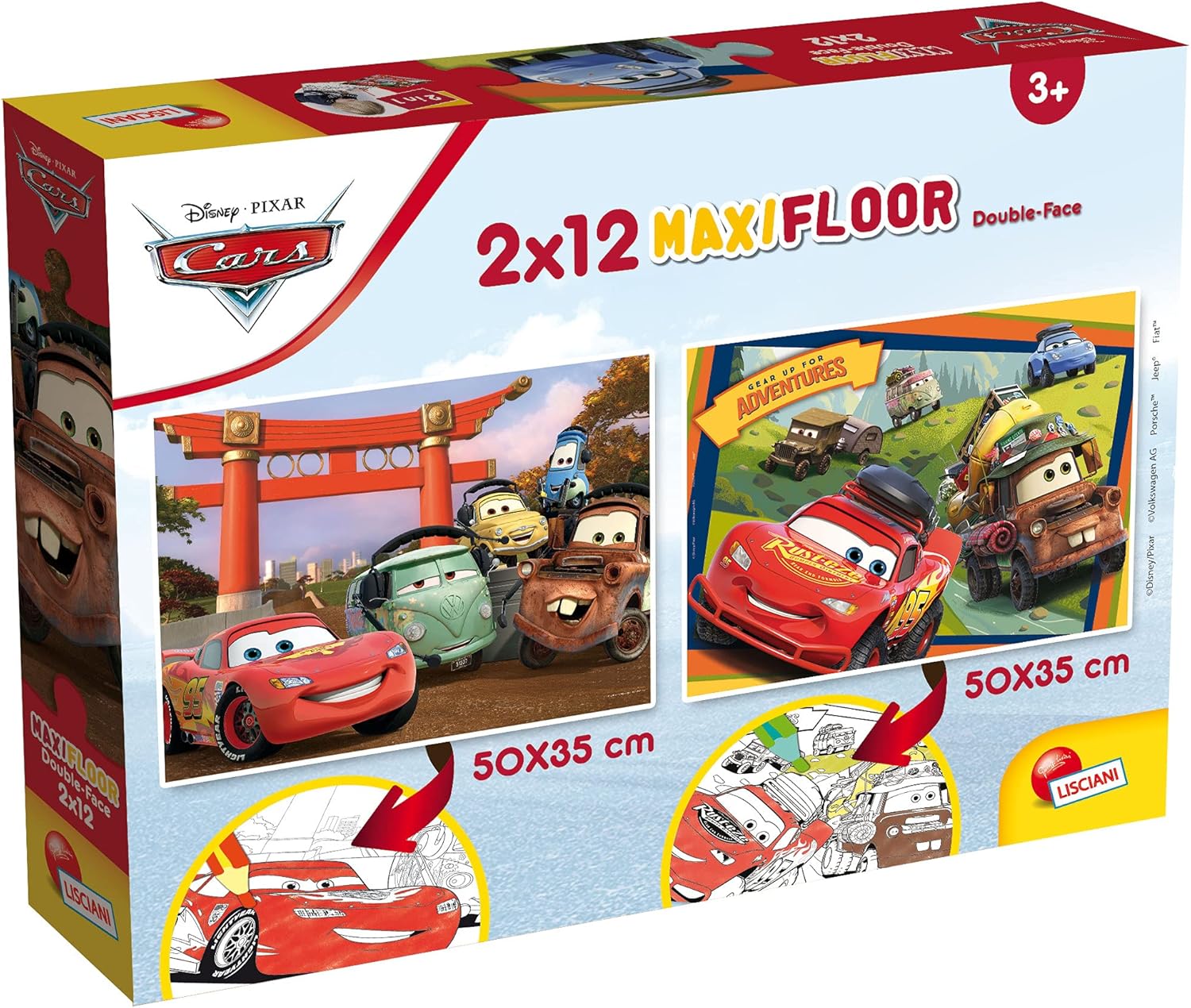 Puzzle Disney Cars double face 2 x 12 pièces avec coloriage