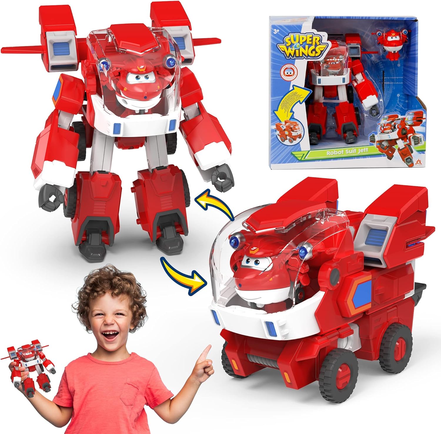 Jett Super Wings camion robot transformable avec mini avion