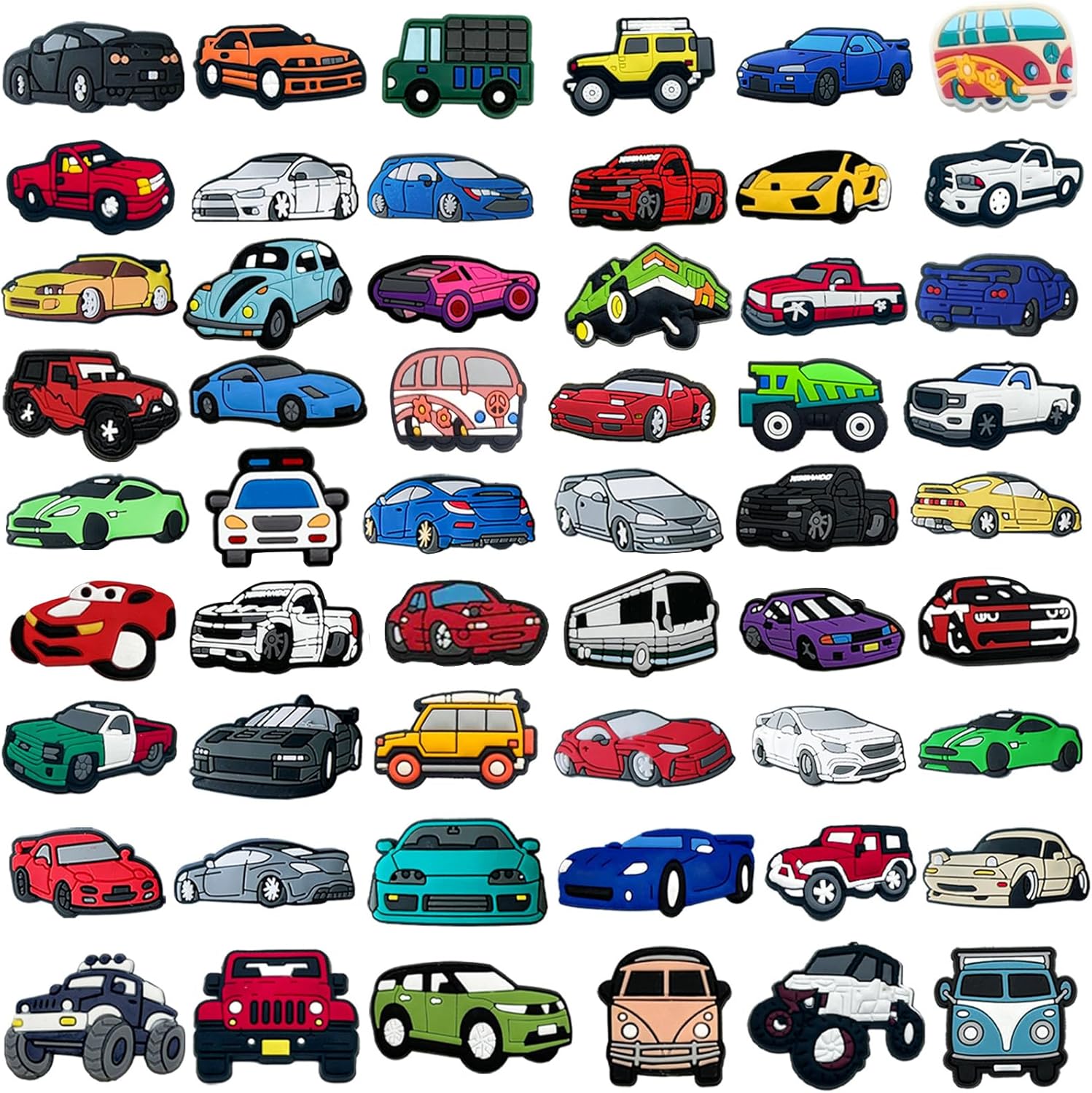 Breloques Cars en PVC pour chaussures, lot de 54
