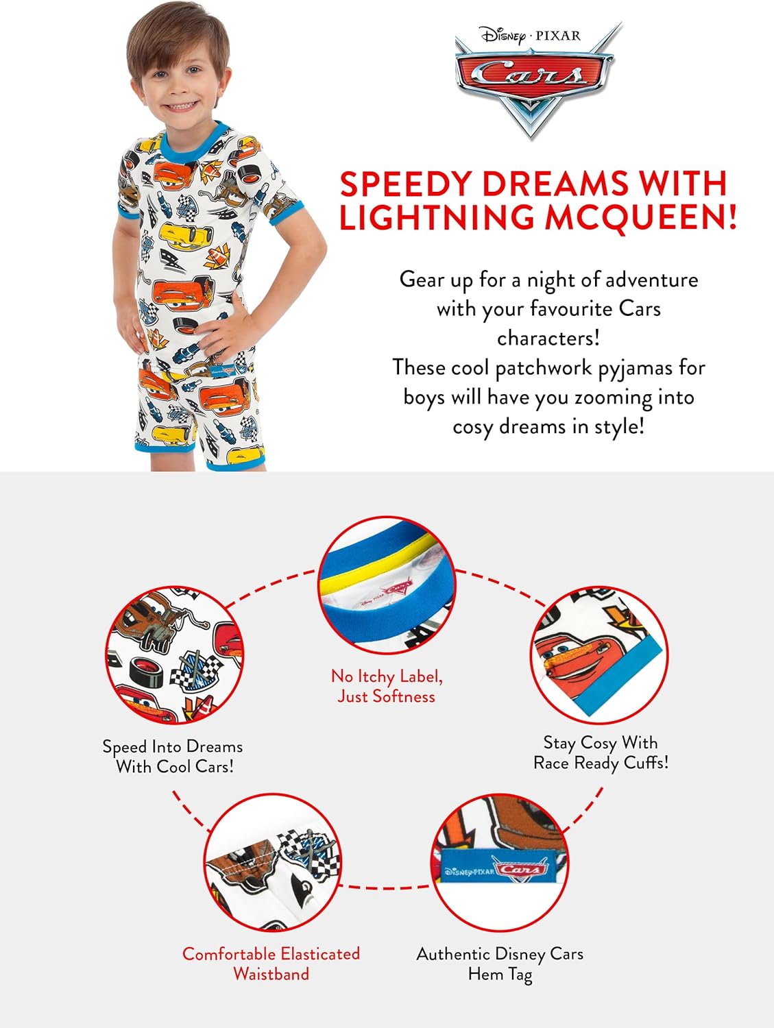 Pyjama garçon Disney Cars Flash McQueen, ensemble bien ajusté – Image 7
