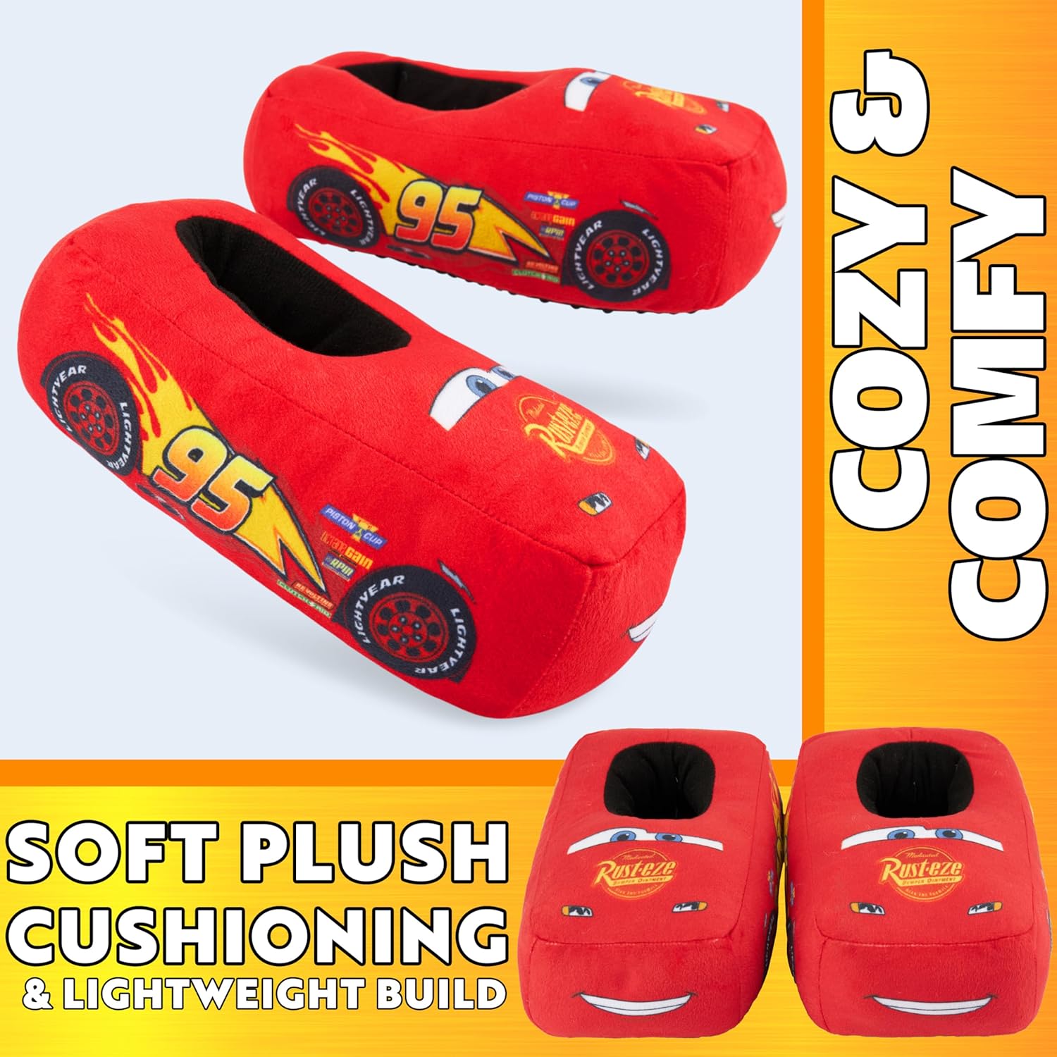 Chaussons à enfiler Disney Cars Lightning McQueen en peluche 3D – Image 4