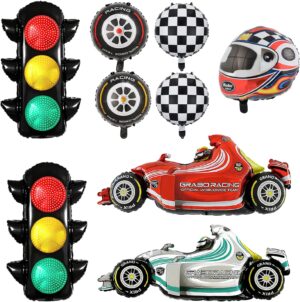 Décorations d'anniversaire Cars avec 8 ballons en aluminium, couleur I