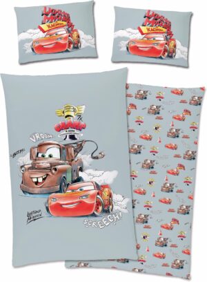 Parure de lit Disney Cars en 100 % coton renforcé avec fermeture éclair, Lightening McQueen et Hook