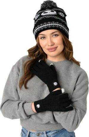 Bonnet Disney en tricot avec gants tactiles adulte Mickey et Minnie