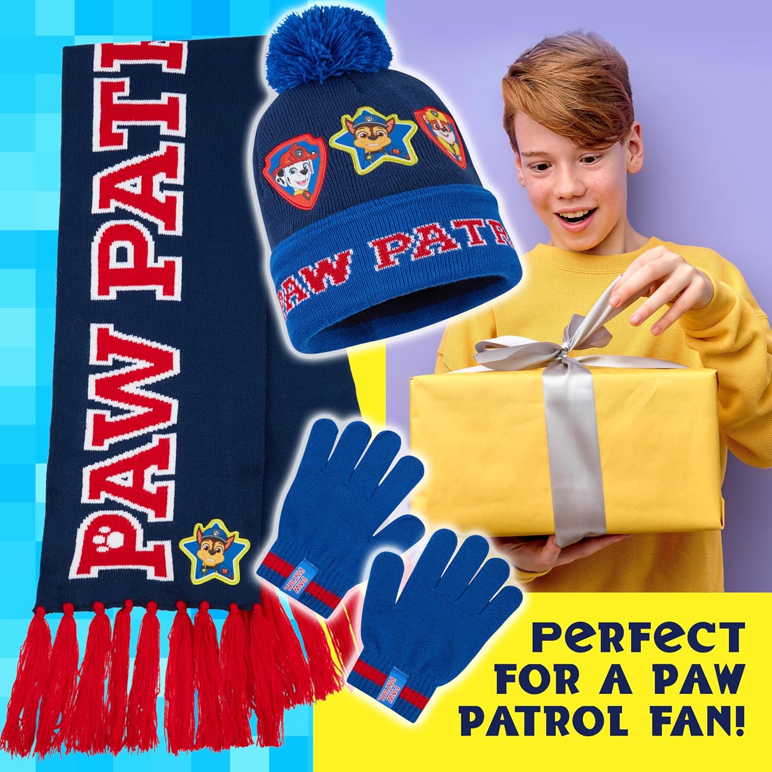 Paw Patrol set d'hiver garçon avec bonnet, écharpe et gants – Image 3