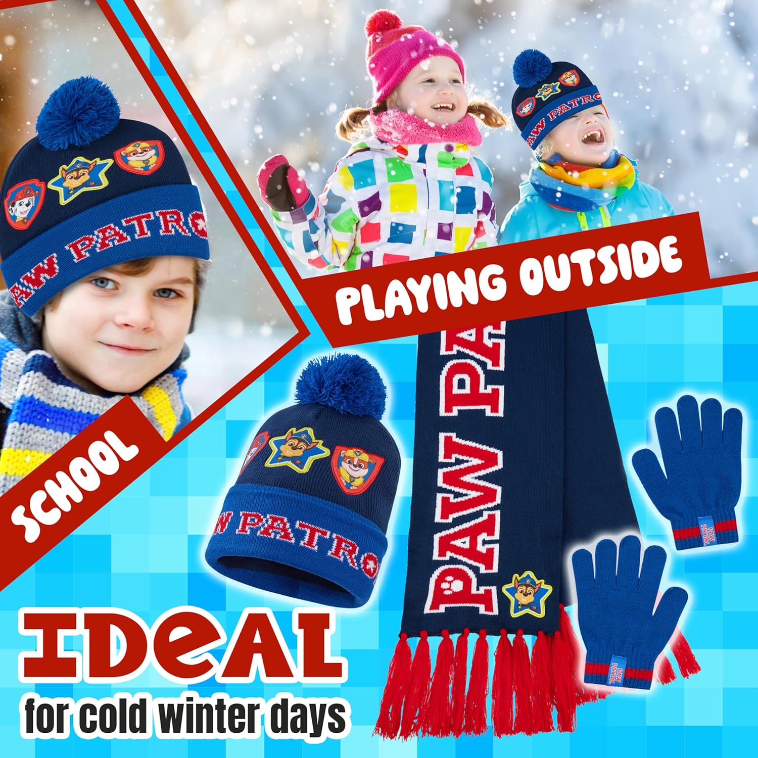Paw Patrol set d'hiver garçon avec bonnet, écharpe et gants – Image 4