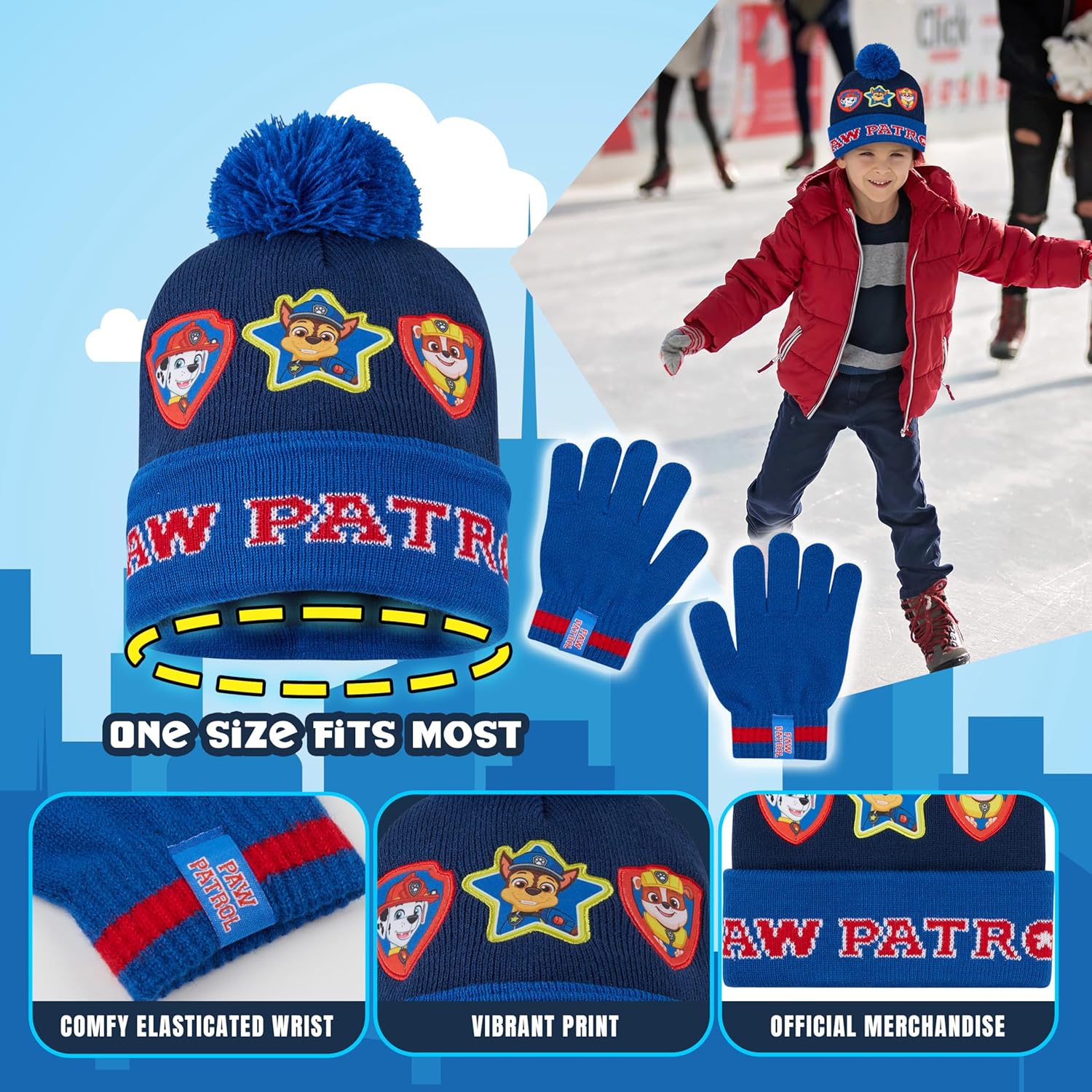 Paw Patrol set d'hiver garçon avec bonnet, écharpe et gants – Image 5