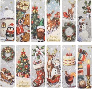 Lot de 12 marque-pages magnétiques Noël 6 x 2 cm