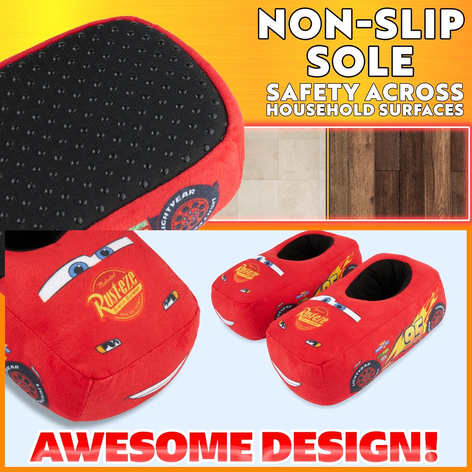 Chaussons à enfiler Disney Cars Lightning McQueen en peluche 3D – Image 5