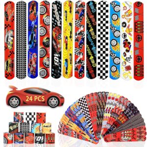Bracelets à claquer 24 pcs Voitures de course en PVC souple
