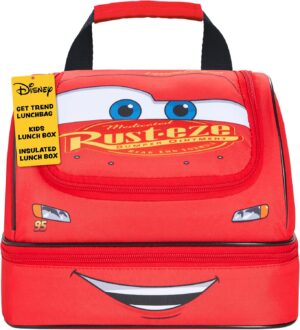 Sac repas isotherme Disney Cars Lightning McQueen double compartiment rouge Mcqueen