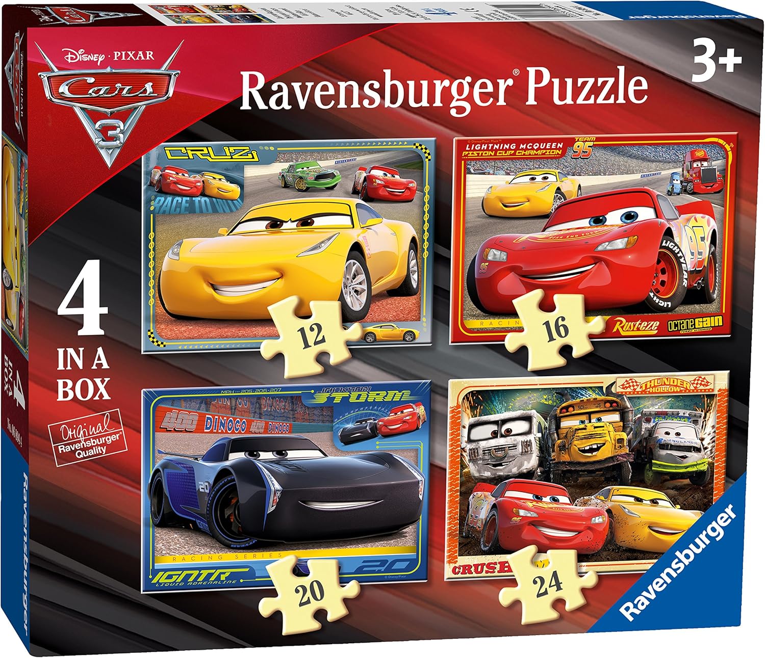 Puzzle Disney Cars Flash McQueen Ravensburger 10,2 cm 12 16 20 24 pièces