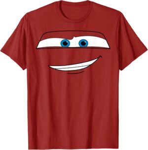 T-shirt Disney Pixar Cars Big Face Lightning McQueen coupe classique