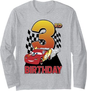 T-shirt manches longues Disney Pixar Cars Lightning McQueen troisième anniversaire