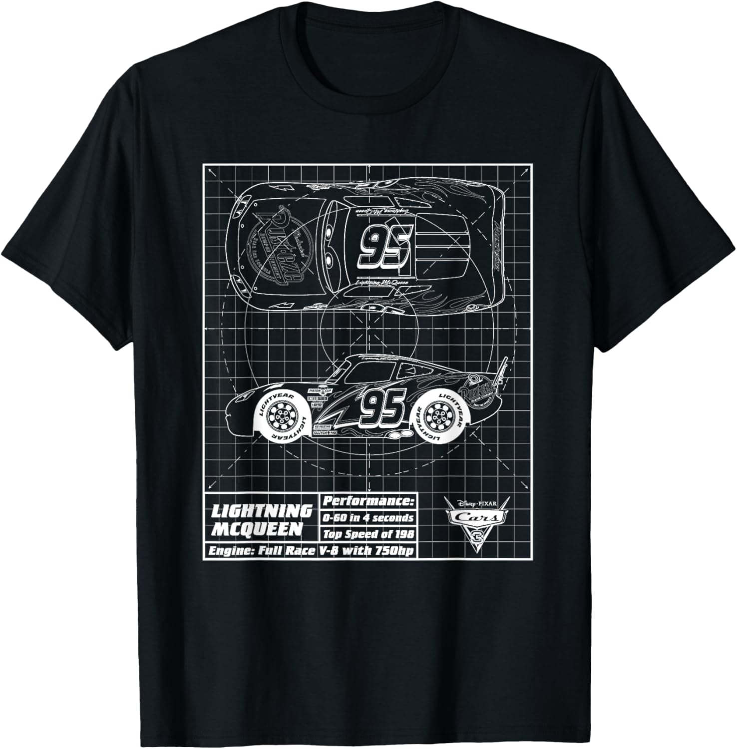 T-shirt Blueprint Cars avec Lightning McQueen