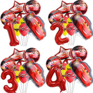 Ballons d'anniversaire Cars Flash McQueen avec variantes de 6, 9 ou 10
