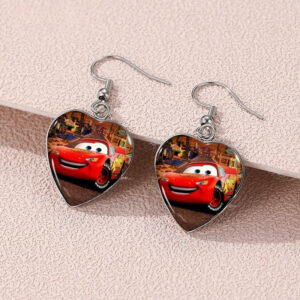 Boucle d'oreille coeur Cars avec Flash McQueen