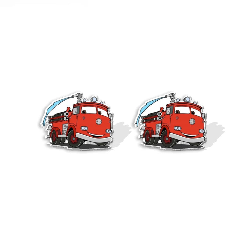 Boucles d’oreilles Cars avec Red le Camion de Pompier