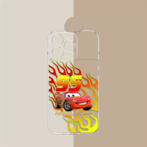 Coque transparente Cars pour iPhone avec Flamme et No.95