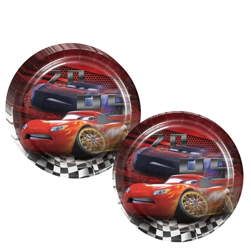 Lot de 10 Assiettes en Carton Cars - Décoration Anniversaire