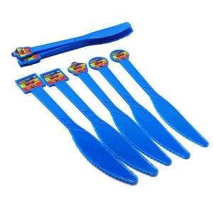 Couteaux en plastique bleu Cars pour déco d'anniversaire, lot de 10