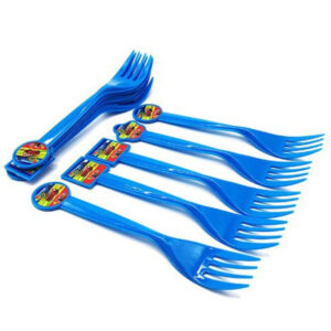 Lot de 10 fourchettes en plastique bleu anniversaire Cars