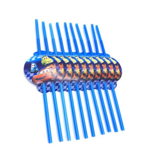 Pailles Plastique à Médaillons Cars - Lot de 10 pour Anniversaire