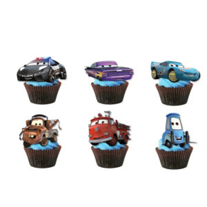 Cake Toppers Cars pour déco d'anniversaire, lot de 24