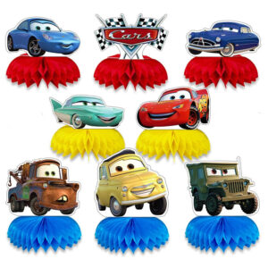 Centres de table Cars pour décoration d'anniversaire, lot de 8