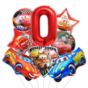 Pack de ballons hélium chiffre 0 pour déco anniversaire Cars