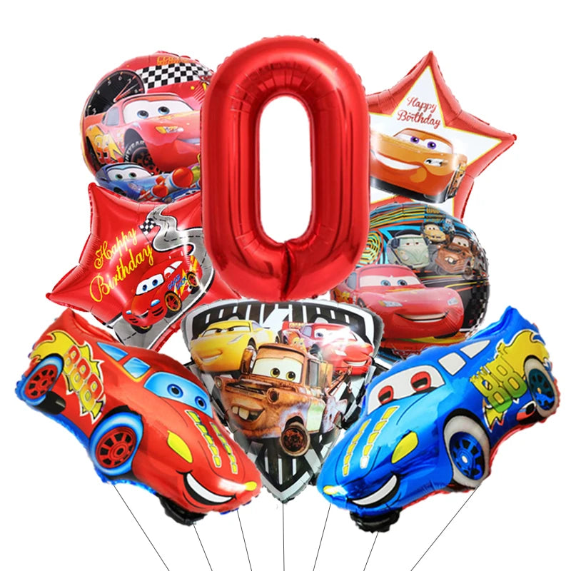 Pack de ballons hélium chiffre 0 pour déco anniversaire Cars