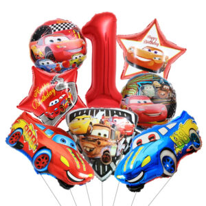 Pack de ballons Cars en aluminium hélium avec chiffre 1 pour anniversaire