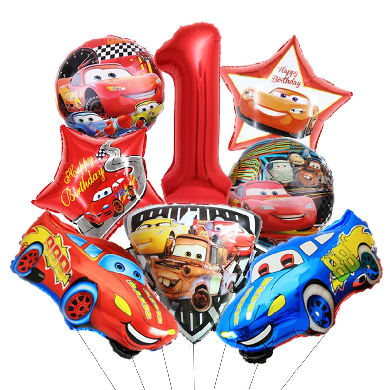 Pack de ballons Cars en aluminium hélium avec chiffre 1 pour anniversaire