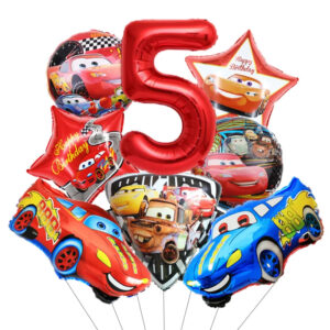 Pack de ballons aluminium Cars pour anniversaire chiffre 5