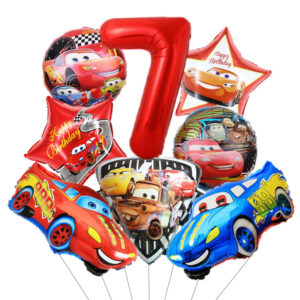 Pack ballons hélium Cars chiffre 7 pour anniversaire