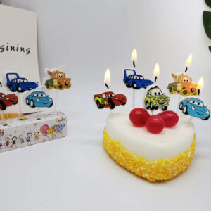 Bougies Cars avec personnages, lot de 5