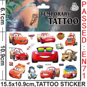 Tatouages temporaires Cars avec Flash McQueen en lot