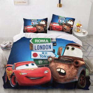 Parure de lit Cars Martin et McQueen, formats France et Québec