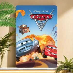 Plaque décorative Cars 2 en métal avec Finn McMissile, Martin et McQueen